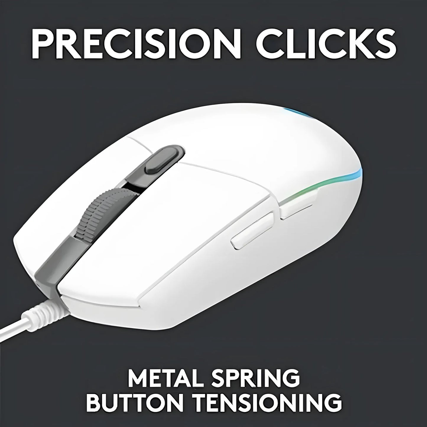 Logitech G102 LIGHTSYNC RGB Gaming Mouse | 8,000 DPI | 6 Programmable Buttons | Classic Design | White | TechFndrs