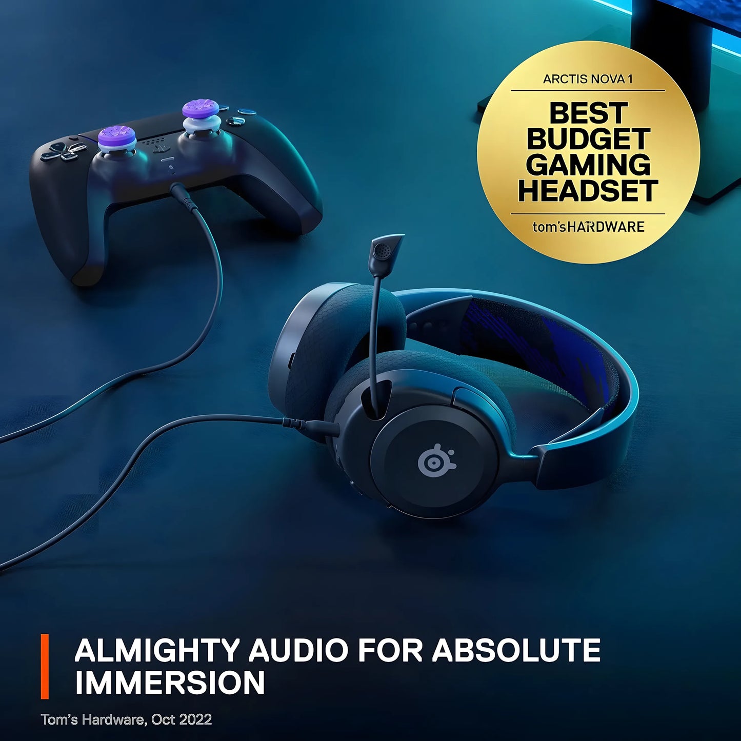 SteelSeries Arctis Nova 1P Gaming Headset | 360° Spatial Audio | AI Noise-Cancelling Mic | Multi-Platform 3.5mm | TechFndrs